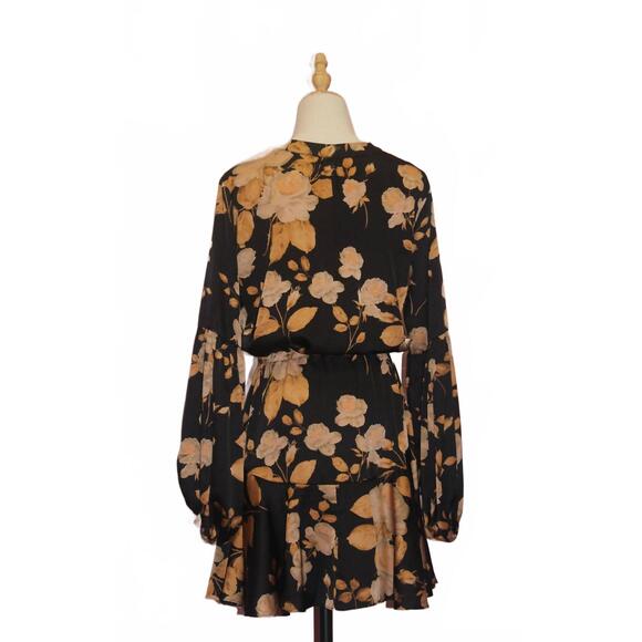 NEW AAKAA fall floral print dress in black/camel - Picture 2 of 2
